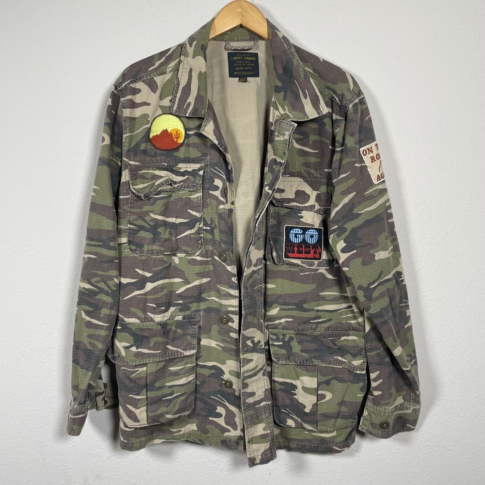 Lucky Brand Camo Ripstop Patches Mens XL Gorpcore Ripstop‎ Patch Field Jacket